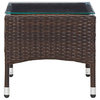 vidaXL Coffee Table Patio Outdoor Side Table with Glass Top PE Rattan Brown