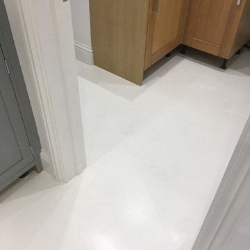 White Microcement Concrete Kitchen Floor in Staines