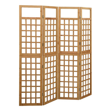 vidaXL Solid Fir Wood 4-Panel Room Divider/Trellis 63.4" Patio Privacy Screen