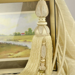 4 Colors QYM04 Faux Silk Curtain Tassel Tie Backs in Beige Color - Window Treatment Accessories