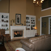 Stone fireplace/ before and after