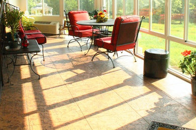 Sunroom - large traditional concrete floor sunroom idea in Other with a standard ceiling