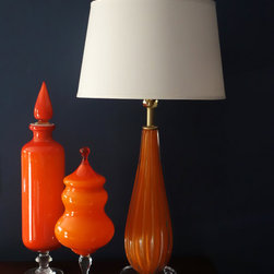 Mid Century Italian Empoli Glass Vases and Lamp - Vases