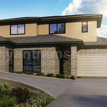 3D Exterior Rendering House with Sunlight View