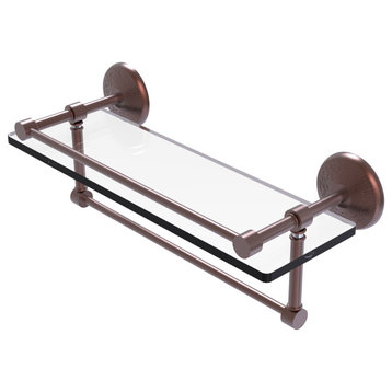 16" Gallery Glass Shelf with Towel Bar, Antique Copper