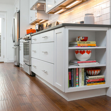 Center City, Philadelphia: Trendy White Kitchen Remodel with Rustic Accents