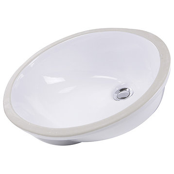 Nantucket Sinks 15"x12" Glazed Bottom Undermount Ceramic Oval Sink