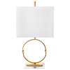 29" Metal Standing Ring Linen Shade Acrylic Gold Finish On-Off Switch Table Lamp