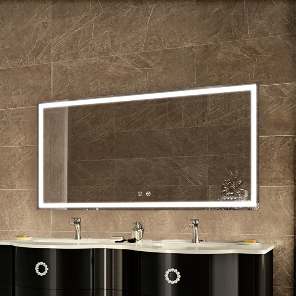 Radiant Dimmable LED Mirror with Defogger, 60"x36"x1.75"
