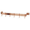 Handcrafted 24" Easy Mount Wall Rack w 6 Hooks, Brushed Copper