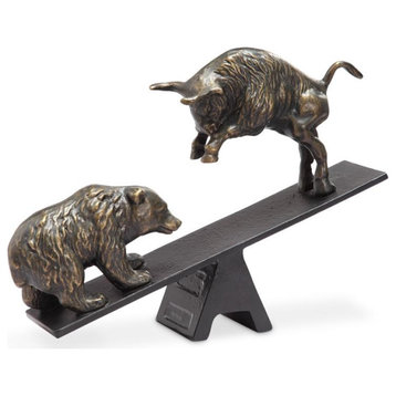 Bull and Bear Wall Street Struggle Sculpture