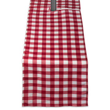 DII Red Check Outdoor Table Runner With Zipper