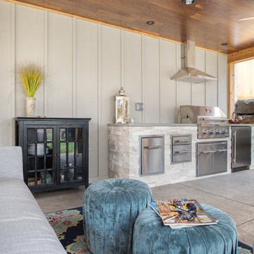 Project 3427-1 Outdoor Kitchen Pavilion + Covered Walkway + Garage + Landscaping