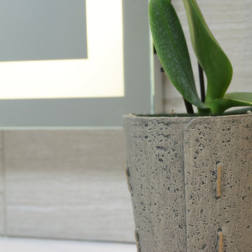 Modern City Style: Linear Taupe and Espresso Master Bath