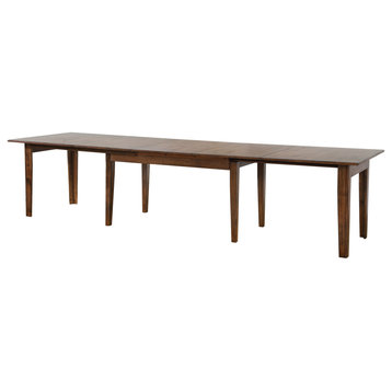 Simply Brook 134" Rectangular Extendable Dining Table | Amish Brown | Seats 12