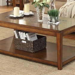 ANTONI WARM BROWN CHERRY WOOD COFFEE COCKTAIL TABLE CASTERS MOBILITY - Coffee Tables