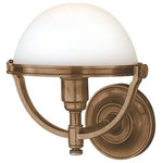 Hudson Valley Lighting - Stratford, One Light Wall Sconce, Historic Bronze Finish, Opal Matte Glass Shade - By valuing a material's inherent beauty above fussy ornamentation, early 20th century designers broke free from the wearisome attributes of Victorian style. Stratford's domes of glowing glass are a refreshing successor to fringed and frilly shades. The collection's open metal armatures recall the iconic iron and glasswork ceilings of New York's bygone era.