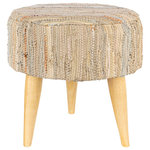 Livabliss - Surya Anthracite ATE-005 Stool, Cream/Brown - Our Anthracite Collection offers an enduring presentation of the modern form that will competently revitalize your decor space. The meticulously woven construction of these pieces boasts durability and will provide natural charm into your decor space. Made in India with Leather, Wood. For optimal product care, wipe clean with a dry cloth. Manufacturers 30 Day Limited Warranty.