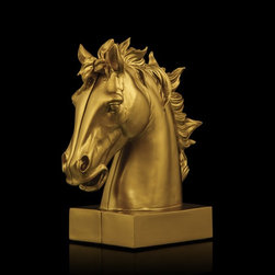Emissarius Gold Horse Bust Bookends - Bookends