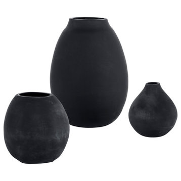 Uttermost Hearth Matte Black Vases, Set of 3