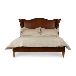 Hannah Leather Wing Bed - King Size - Panel Beds