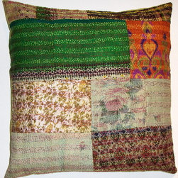 patchwork vintage sari kantha pillow covers - Decorative Pillows