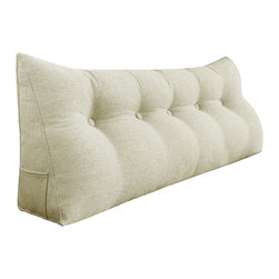 WOWMAX - Bed Rest Wedge Pillow, Back Support Lumbar Pillow, Sofa Pillow, Ivory, 59x20x8 - Bed Pillows