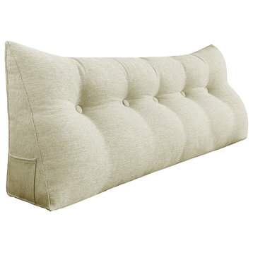 Bed Rest Wedge Pillow, Back Support Lumbar Pillow, Sofa Pillow, Ivory, 59x20x8