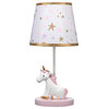 Bedtime Originals Rainbow Unicorn Lamp with Shade & Bulb - Pink, Gold, White