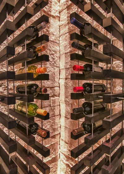 Contemporary Wine Cellar by Charles River Wine Cellars