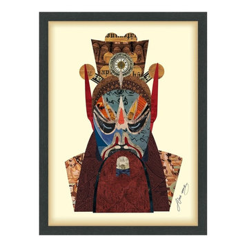 Beijing Opera Mask Dimensional Collage Wall Art Under Glass