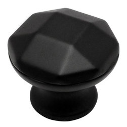 Cosmas - Cosmas 4562FB Flat Black Cabinet Round Knob, 1-1/4" Diameter, Set of 5 - Cabinet And Drawer Knobs