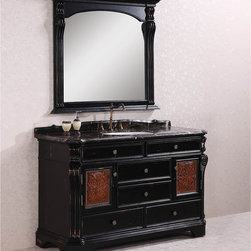 Abel Antique 60 inch Marble Top Single Sink Antique Espresso Bathroom Vanity - Bathroom Vanities And Sink Consoles