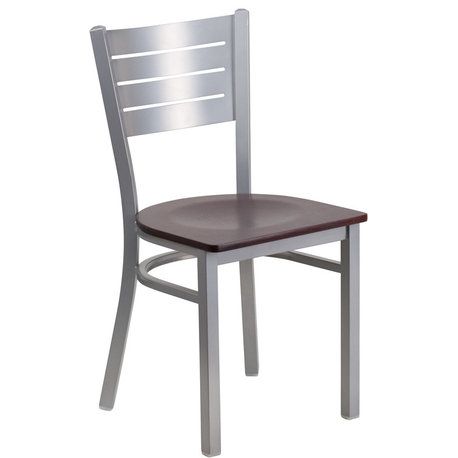 Silver and Mahogany Wood Chair XU-DG-60401-MAHW-GG