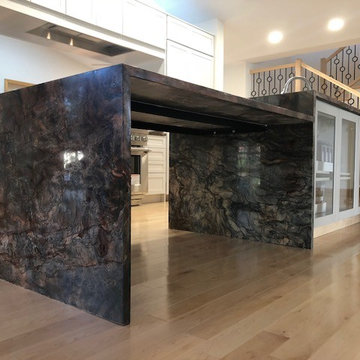 Fusion Wow Granite Countertop with Step Down and Waterfall Legs