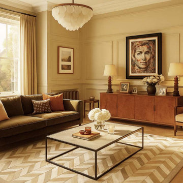 Taupe Chevron Patchwork Cowhide Rug