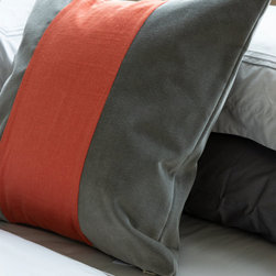 Ming Paprika/Grey Velvet Cushion - Decorative Pillows
