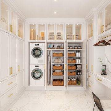 Transitional White Laundry Room
