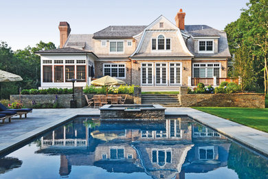Inspiration for a coastal exterior home remodel in New York
