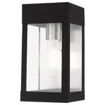 Livex Lighting - Contemporary Outdoor Wall Lantern, Black - Made of stainless steel this charming, black finish outdoor wall lantern has a versatile look that can be placed almost anywhere. The brushed nickel accent & clear glass adds a traditional touch to the clean, transitional-contemporary lines.