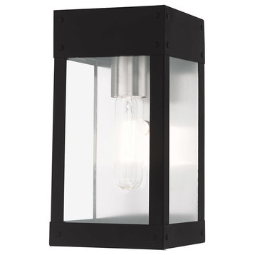 Contemporary Outdoor Wall Lantern, Black