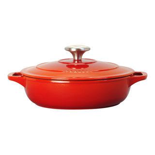 Chasseur French Enameled 1.3 qt. Cast Iron Sauce Pan in Red with