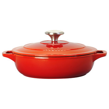 Chasseur French Enameled Cast Iron Braiser With Lid, 1.4-quart, Red