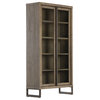 79" Getulio Cabinet Bookcase Iron Pine Banded Gunmetal Monument Gray