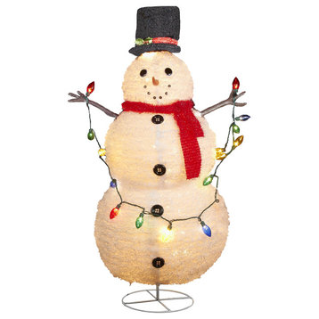 48" Lighted Collapsible Snowman