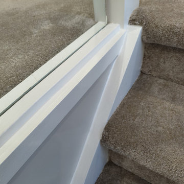 Modern stairs with glass finished in white