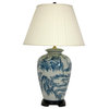 29" Blue and White Chinese Landscape Lamp