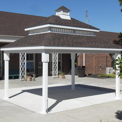 Back Patio Vinyl Pavilion with Double Roof - Outdoor Structures