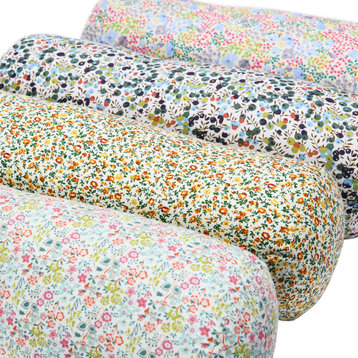 Cotton Printed Bolster Pillow w/ Ditsy Floral Pattern, Multi Color, 4 Styles