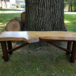 Rustic Oak Bench - Live Edge Natural Wood - Accent And Storage Benches